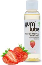 Yum'Lube | Huile de Massage Comestible Érotique Fraise - Huile Massage Sensue...