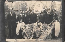 Old postcard 34 photo card of the carnival of Servian bridesmaids