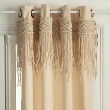 Rideau Macramé Beige 140x260cm Atmosphera Bohème Coton Oeillets - Rituality