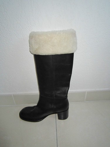 Bottes cuir noir fourrure - en,