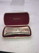 Vintage Hohner Comet Harmonica No. 3427 Key of G ,C Gold Made in Germany w/ Case