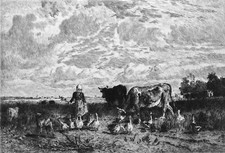 Jeune Gardienne d'OIES dans un