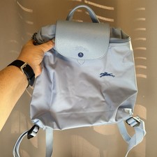 Longchamp Le Pillage Sac A Dos Nylon Leather Small Backpack Purse Bag Light Blue