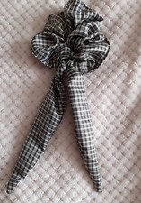 CHOUCHOU LONG FOULCHIE CARREAUX NOIR BLANC SOIE accessoire pour cheveux FOULCHY