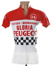 GLORIA PEUGEOT TEAM CYCLING VELO VINTAGE SHIRT MADE IN BELGIUM 1980S S/M