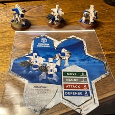 RARE HASBRO HEROSCAPE OMNICRON REPULSORS-JANDAR-ALPHA PRIME CARD & (3) FIGURINES