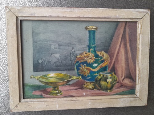 Peinture ancienne vase - ancienne,