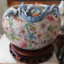 Antique Chinese Brush Pot. Millie Fleurs W/Dragon
