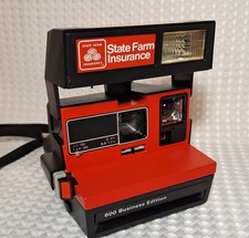 Vintage Polaroid 600 Business Edition Instant Camera State Farm Red & Black