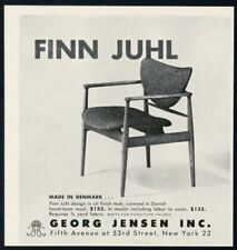 1955 Finn Juhl Danish modern chair photo Georg Jensen vintage print ad