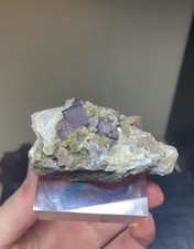 Fluorite Violet Pale sur Quartz et Baryte de Bergheim, France 6 cm X 4 cm