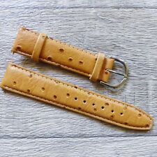 BRACELET de MONTRE en CUIR VERITABLE MARRON CLAIR GRAIN AUTRUCHE 20mm NEUF