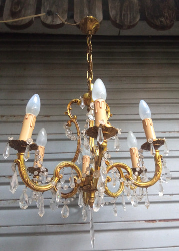 Rare ancien lustre - cage, en