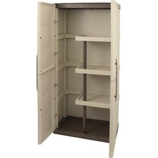 Armoire de rangement haute en résine TOOD avec porte-balai - 3 tablettes - Ta...
