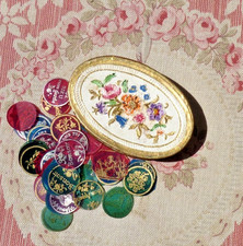 ANCIENNE petite BOITE de CONFISERIES et son JEU DIVINATOIRE miniature XIXe