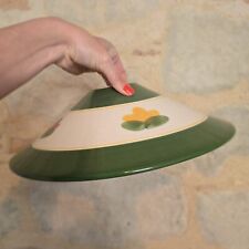 Antique Ceramic Chandelier Shade, Green Floral Pattern, Vintage Fixture