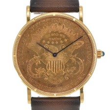 CORUM $20 Double Eagle Coin Watch K18YG leather Hand Winding Men's A#141534