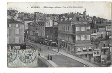Old postcard VERDUN bridge rue Beaurepaire military library
