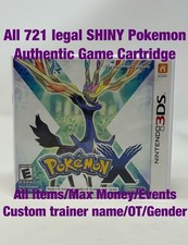 Unlocked Authentic Pokemon X Nintendo 3DS - All 721 SHINY Pokemon Complete CIB