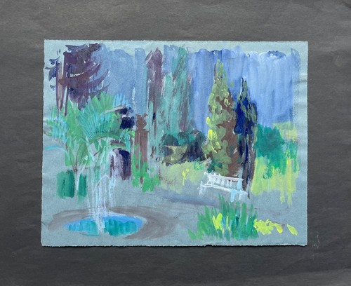 Gouache paysage parc avec - gouache, de