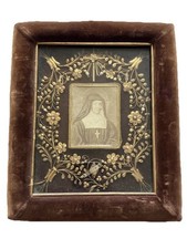Paperolles reliquary Sainte Jeanne de Chantal relic Agnus Dei Croix 19th century