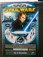 TICKET GRATTAGE SAGA STAR WARS, ANAKIN SKYWALKER, CINEMA, VF collection TTB C