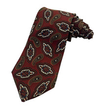 Burberry London Vintage Silk Tie Mens 56x3.5" Maroon Paisley Repp Foulard