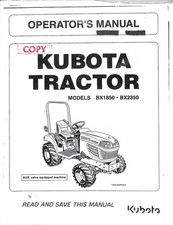 Kubota Tractor Operator's Manual Models BX1850 BX2350 Equipment Guide