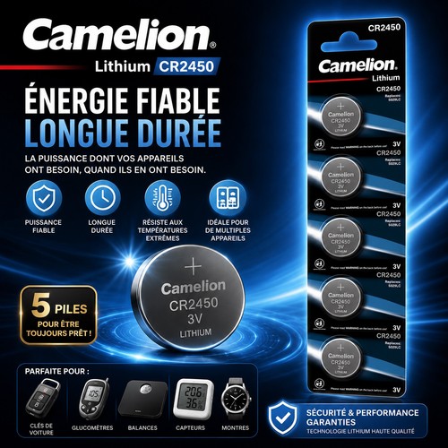 Pile bouton camelion cr2450 - bouton,