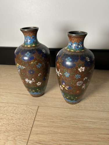 Paire vases cloisonné - vases,