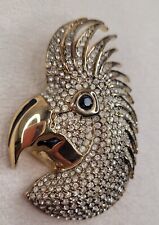 vintage broche parrot perroquet perruche  strass rhinestones 