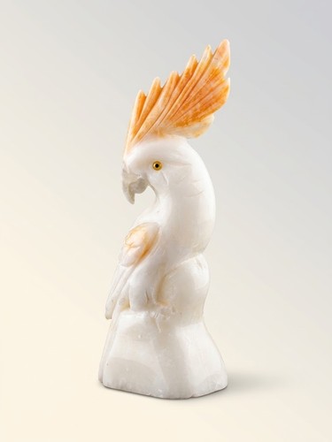 Statuette cacatoès albâtre - cacatoès,