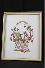 1 X Ancien Broderie Dans Cadre Photo 31,7 x 25,6 x 2cm Cadre Bois Ancien