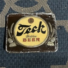 Vintage Teck Golden Beer Advertising Sign Foil Composite Bar Mancave 8.5”x6.75”