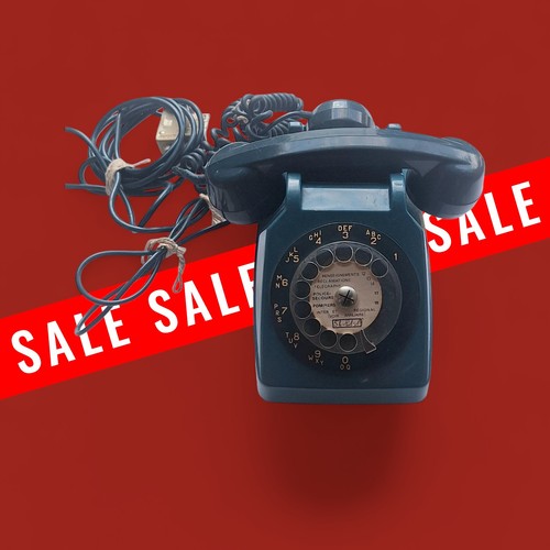 Téléphone ancien fixe bleu - téléphone,