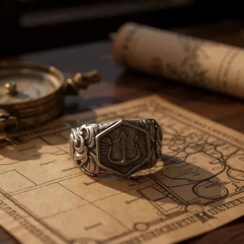 Bague trident doré tyle marin - trident,