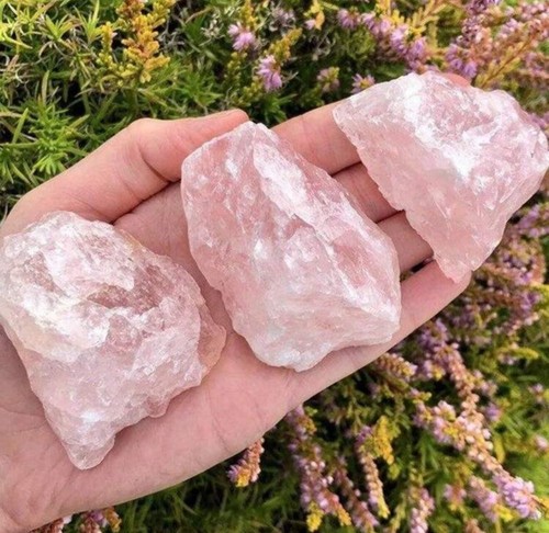 Pierres quartz rose gemme - 3x,