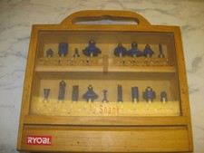 Ryobi 18 Pc. 1/2” Shank Pro Carbide Router Bit Set in Wood Organization Box