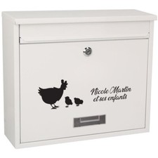 Sticker Boite aux Lettres Personnalisé -- Modèle Famille Poule Coq Poussins  --