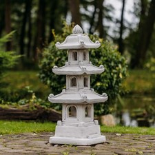 Pagode jap. Lanterne en pierre sculpture en pierre 87 cm 67 kg gris béton bla...