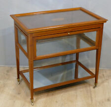 English Tea Table Forming Display Case, Mahogany and Light Wood Nets, 19th Era