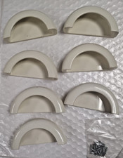 Set of 7 HEWI NOS Recessed Half Round Cabinet Pull Color 99 (Pure White)
