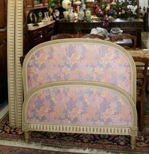 French Antique Louis XVI Painted Daybed | Floral Double Bed c.1880 Upholstered