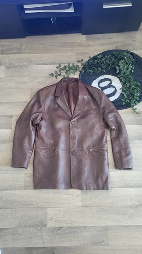 Veste longue cuir marron - longue, en