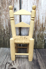 Vintage Chair Style Straw Hay Hand Made Petite Chaise Doll Old Wood Ladder-back