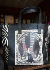 Sac en cuir, Barbara Rihl, forme cabas avec bandoulière, noir et zébré