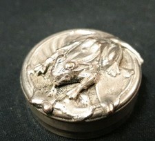 Silver Metal Pill Box 1900 Frog Art Nouveau Decor
