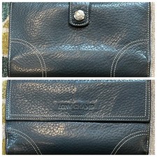 Authentic LONGCHAMP Blue Pebbled Leather Long Bifold Envelope Wallet