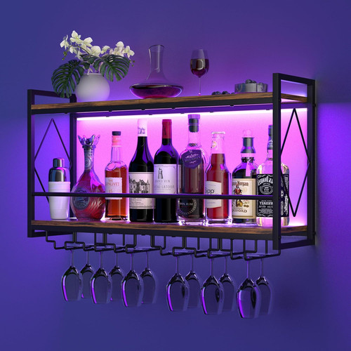 Wall mounted wine rack with - mounted,