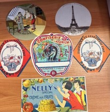 6 ANTIQUE LABELS CONFECTIONERY / DESSERT / CANDY / CREAM / STONE / OLD LABELS